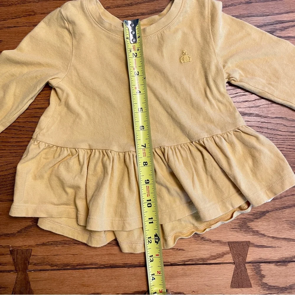 GAP Light Yellow Long Sleeve Peplum Top, size 18-24 months, ruffle bottom